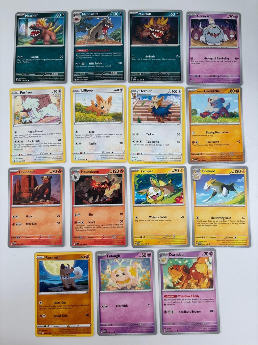 🐶 Dog Pokémon Card Lot | Mabosstiff Houndoom Growlithe Rockruff Yamper ✨5/$25✨